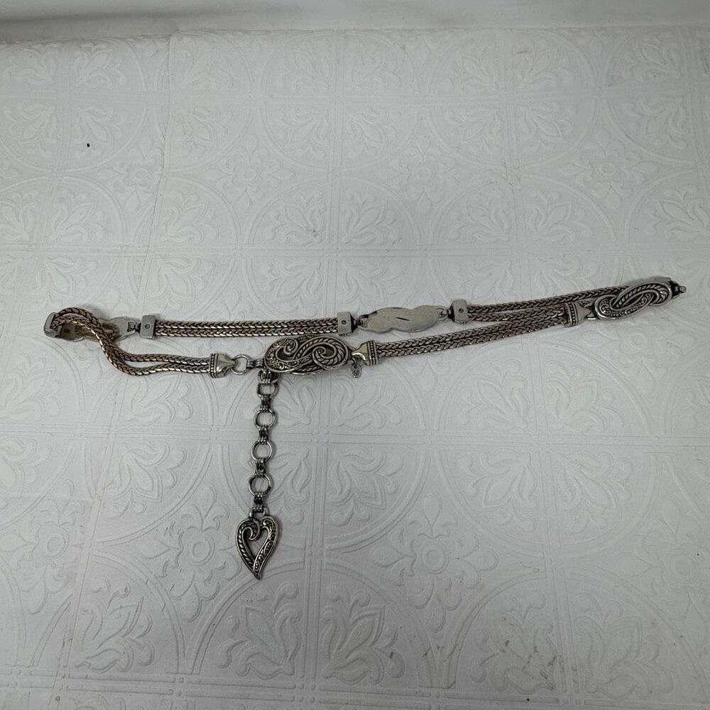Vintage Brighton Silver-Tone Heart Charm Adjustable Chain Belt